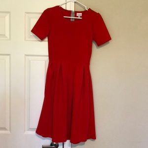 LuLuRoe Amelia Red Pleated Dress